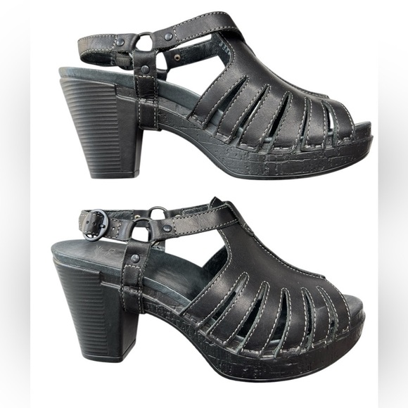 Dansko Randa Black Leather Open Toe Slingback Heeled Sandals Size 39 US 8.5 / 9 - Picture 7 of 15